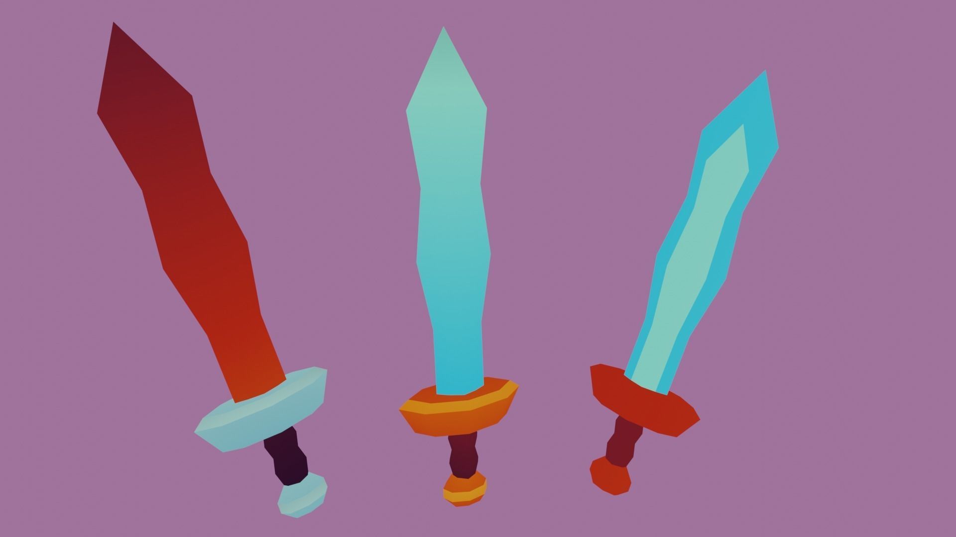 Swords and weapons Low-poly 3D model_2