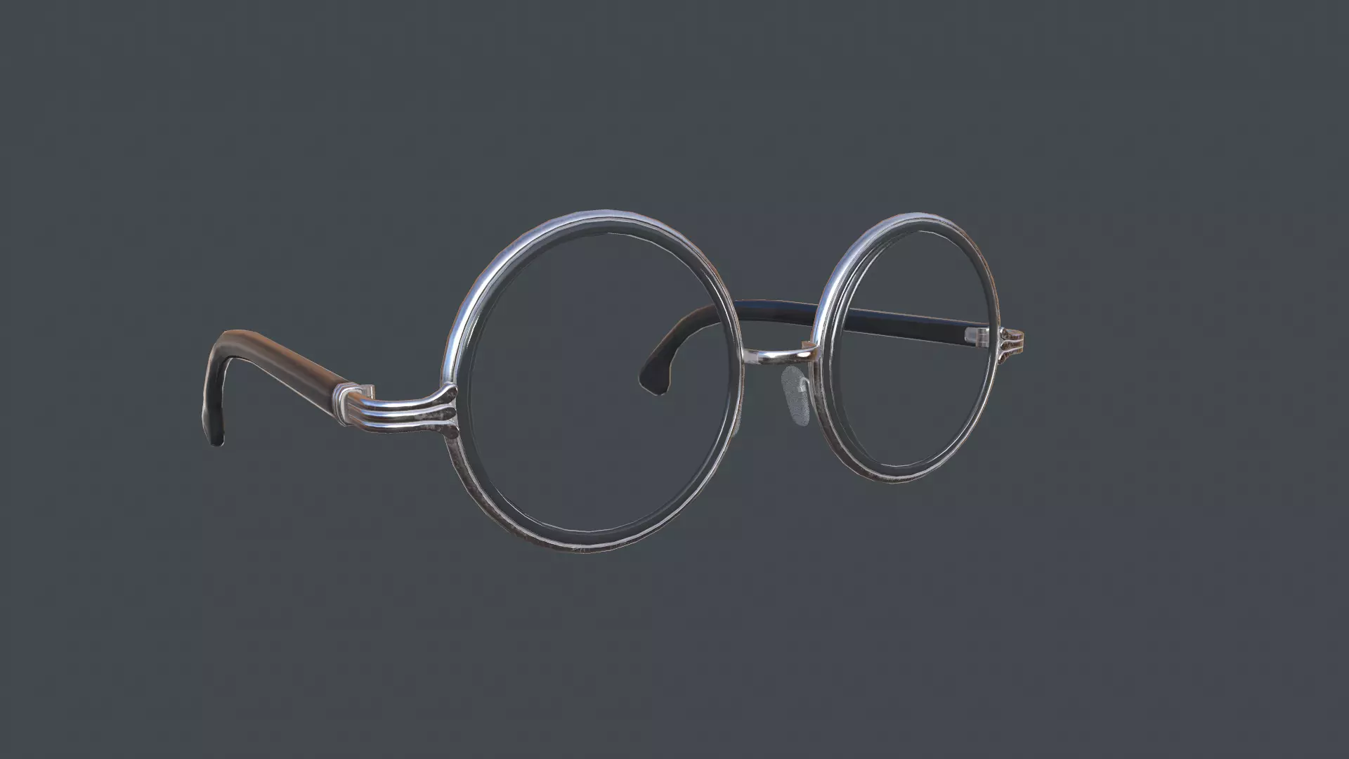 Glasses Metal Frame Retro Classic Vintage Black Low-poly 3D model_0