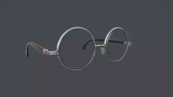 Glasses Metal Frame Retro Classic Vintage Black Low-poly 3D model