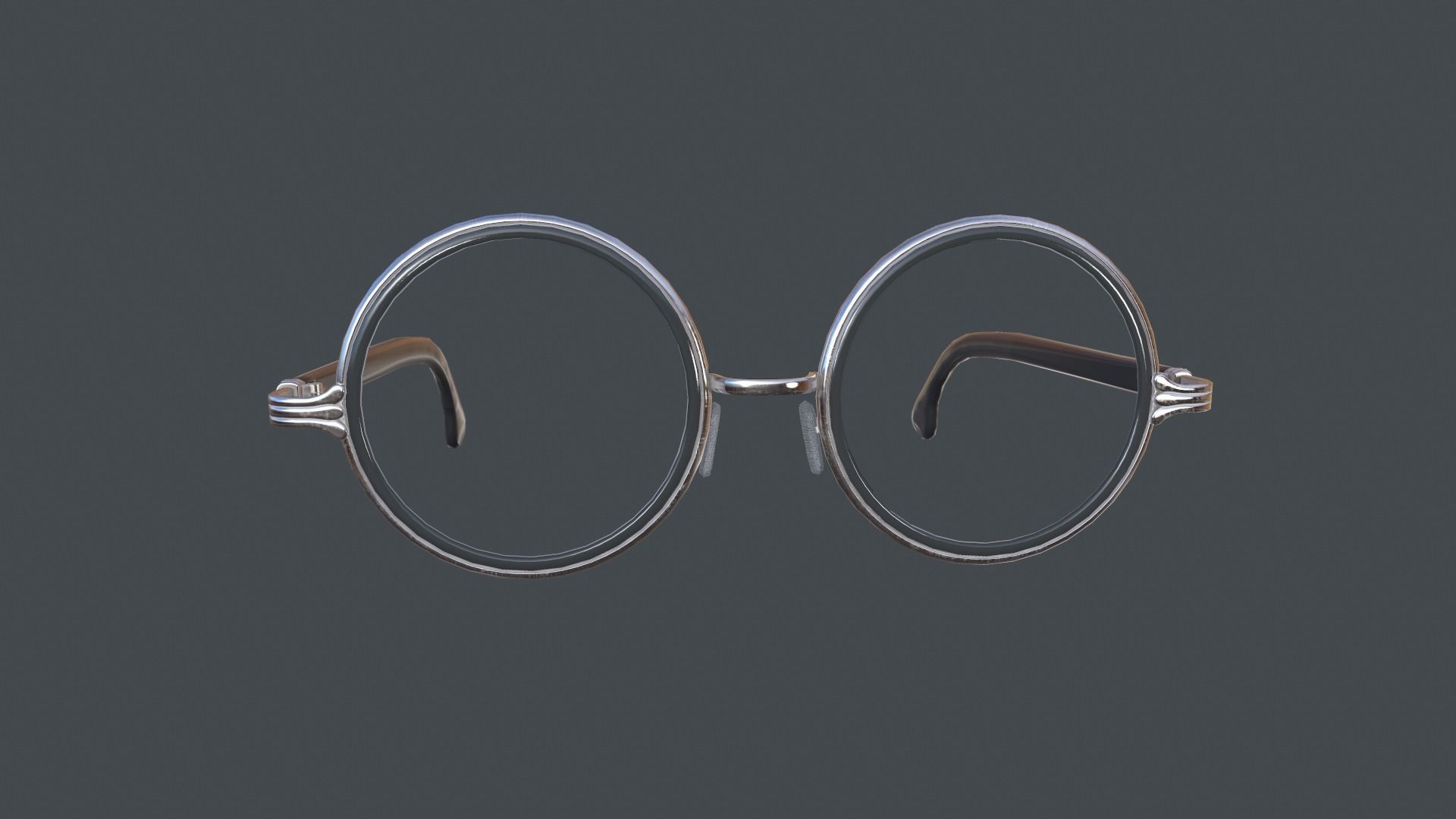 Glasses Metal Frame Retro Classic Vintage Black Low-poly 3D model_2