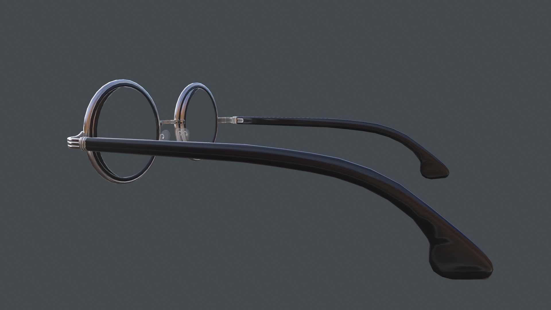 Glasses Metal Frame Retro Classic Vintage Black Low-poly 3D model_5