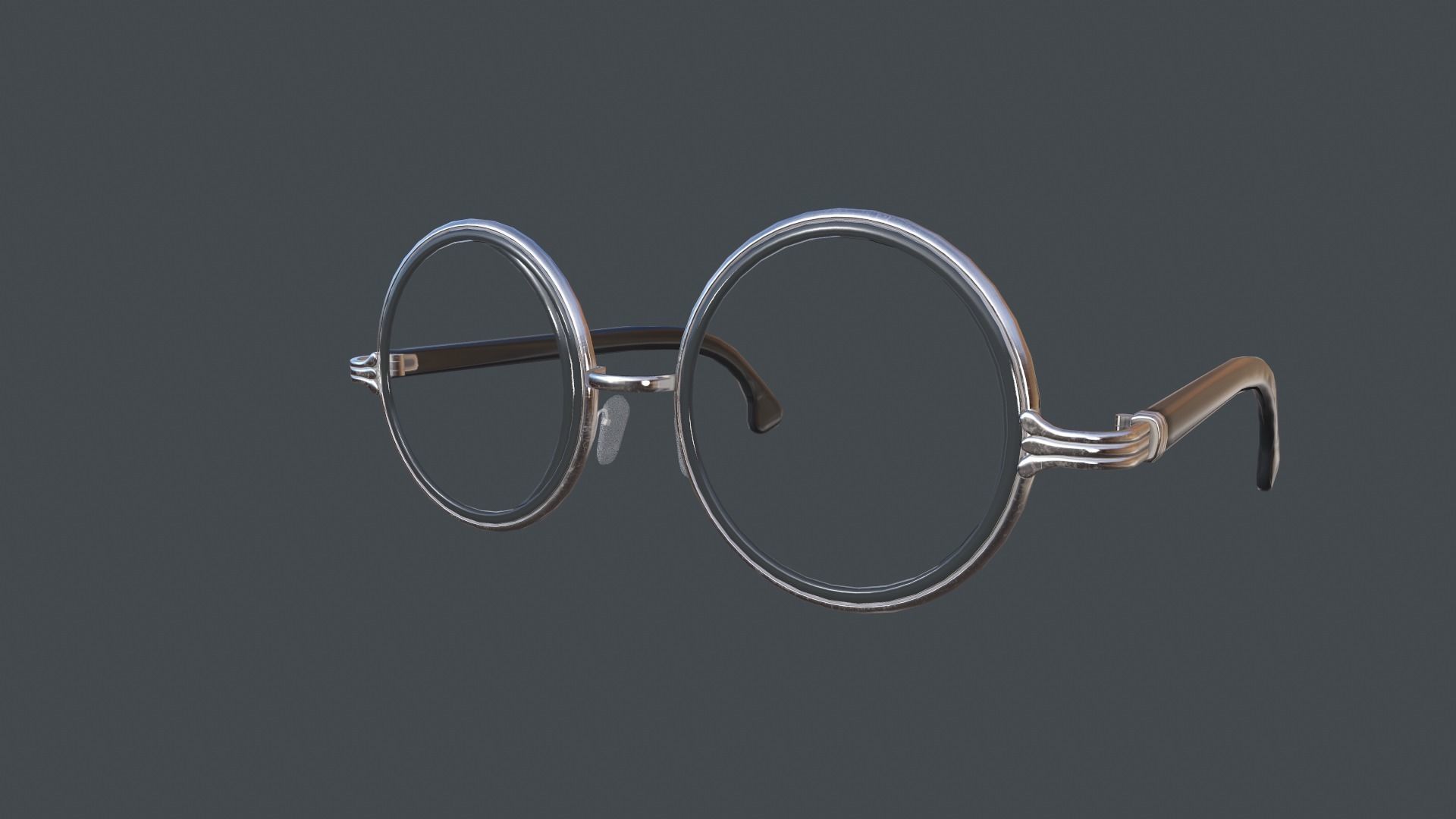 Glasses Metal Frame Retro Classic Vintage Black Low-poly 3D model_3
