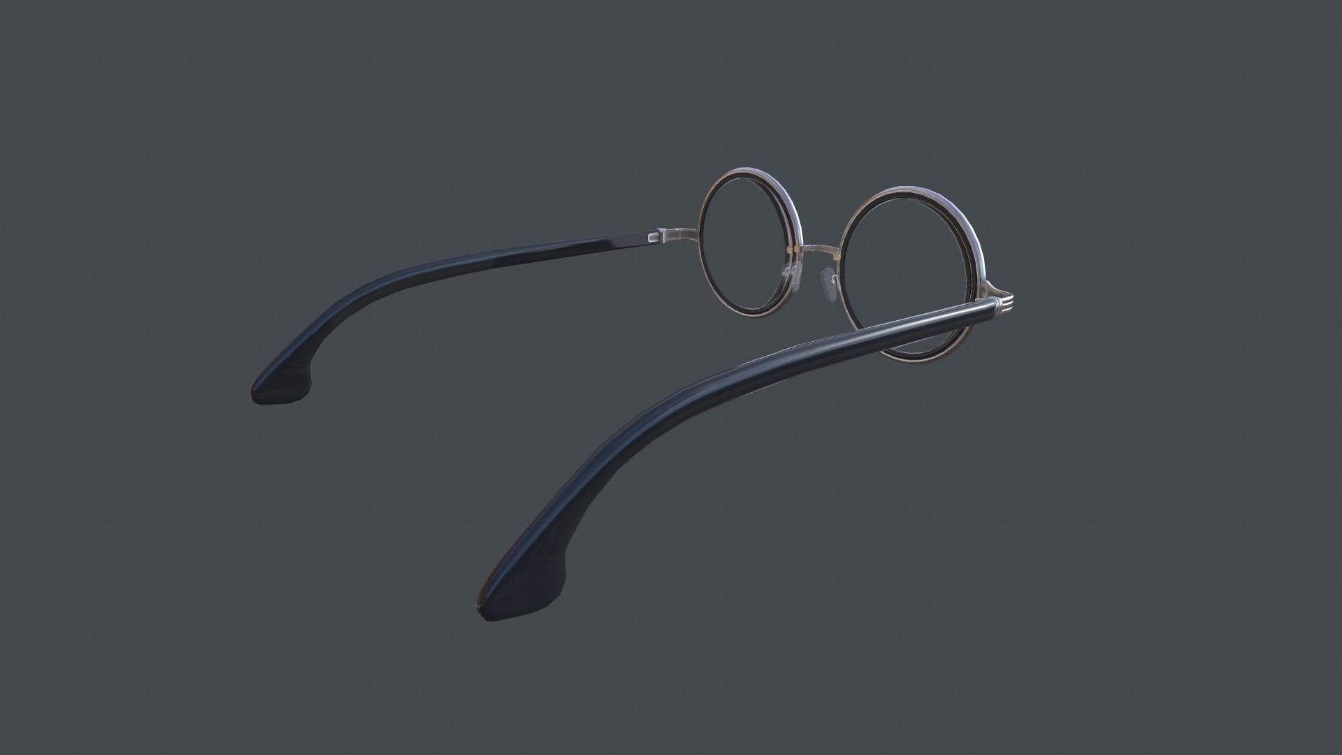 Glasses Metal Frame Retro Classic Vintage Black Low-poly 3D model_6