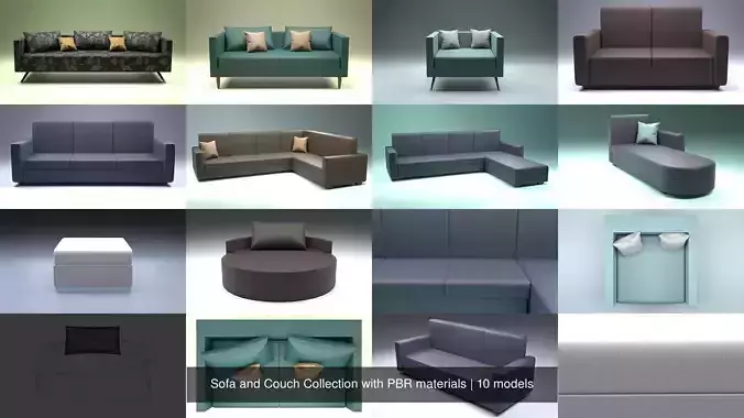 Sofa and Couch Collection with PBR materials