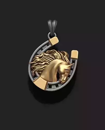 Horse with horseshoe pendant 3D print model