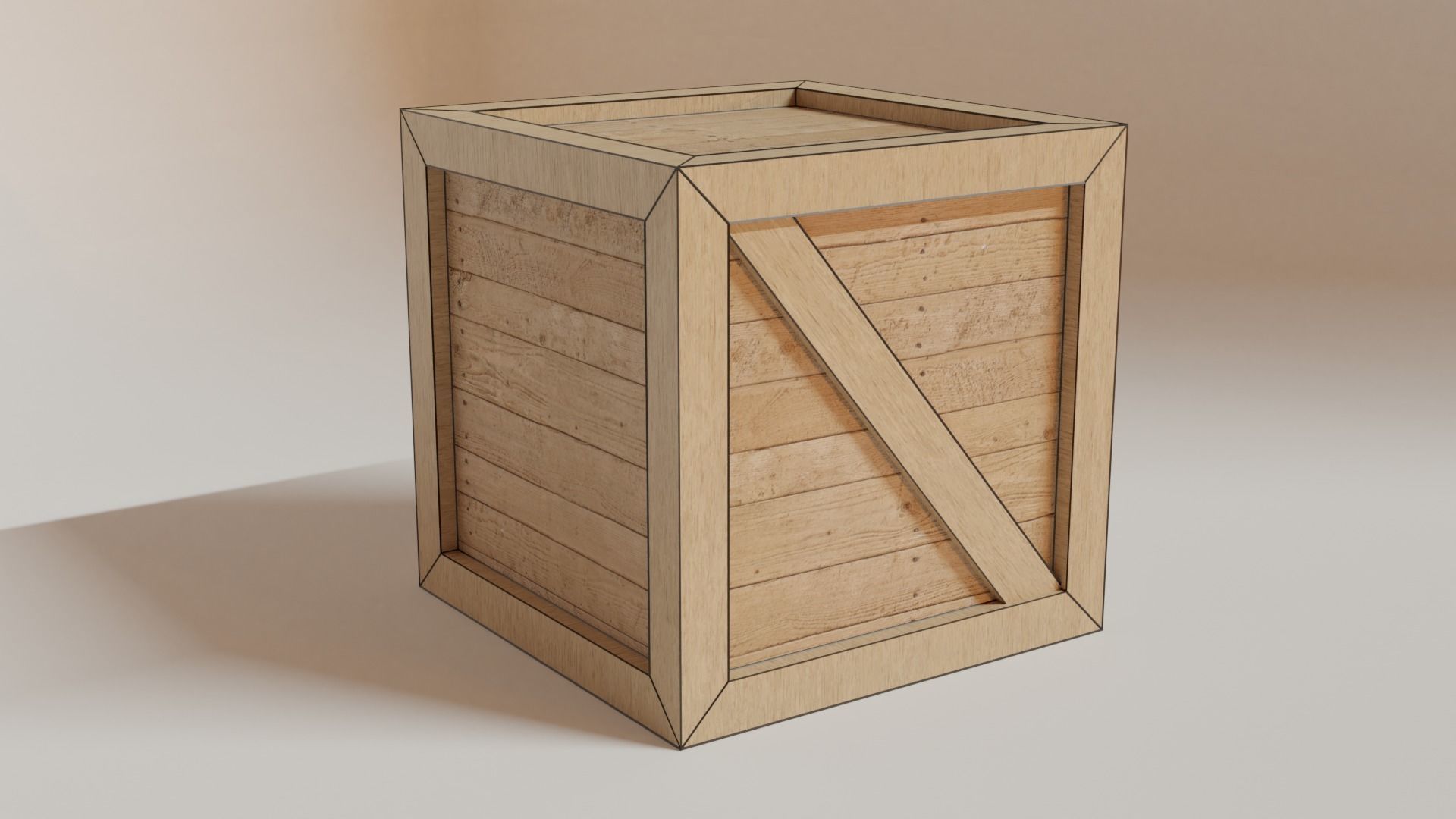 Simple Low Poly Crate Free low-poly 3D model_1