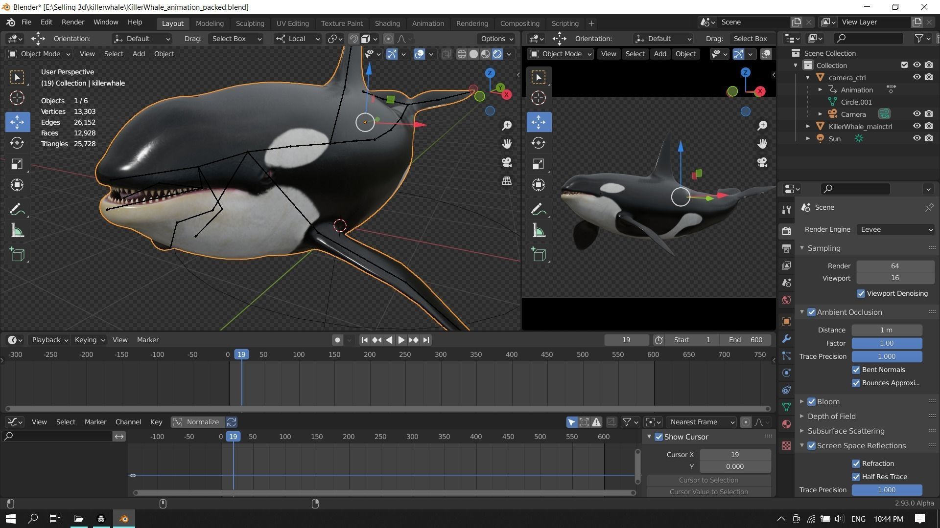 Orca killer whale Low-poly 3D model_19
