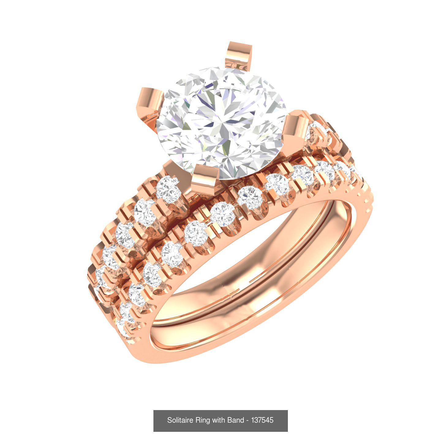 224  Solitaire Rings with bands 3dm stl renders details 3D Model Collection_177