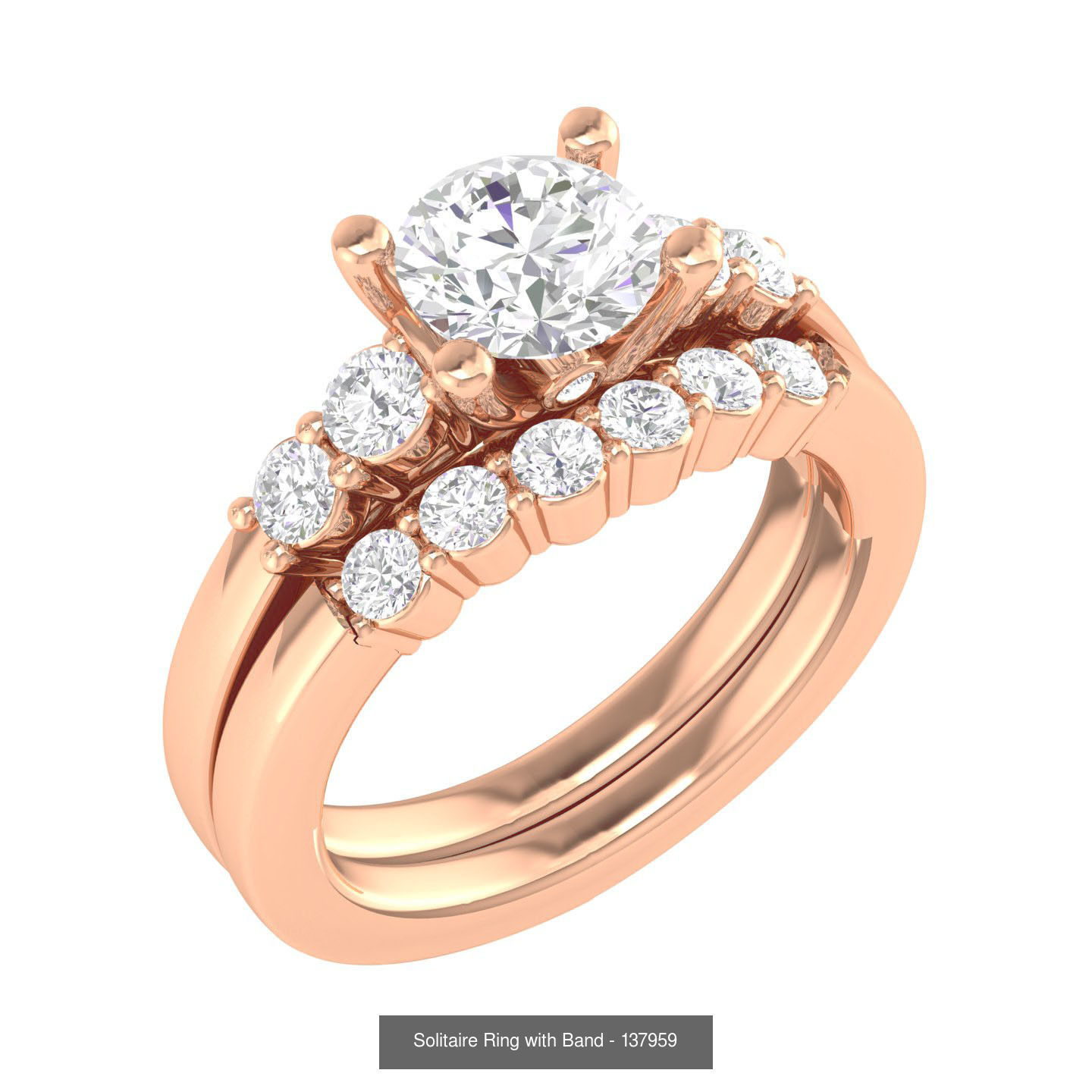224  Solitaire Rings with bands 3dm stl renders details 3D Model Collection_107