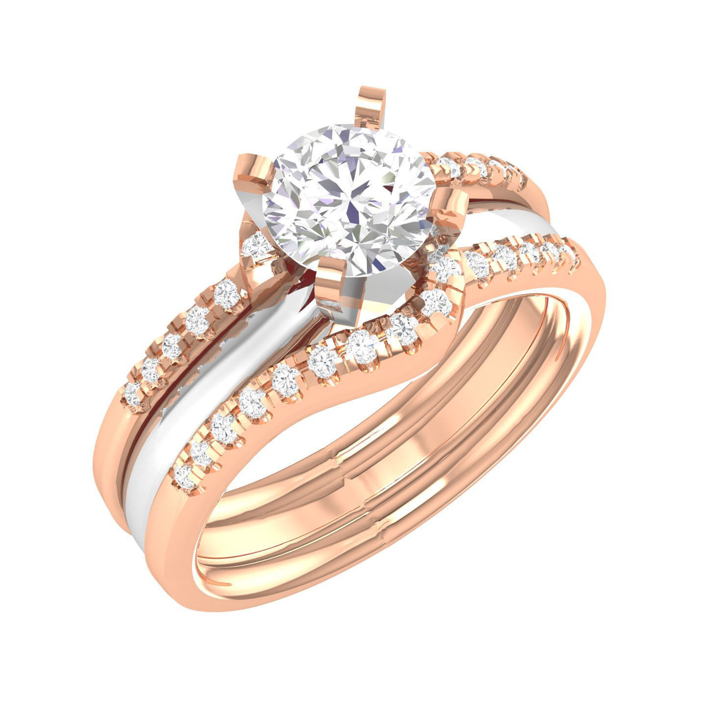 224  Solitaire Rings with bands 3dm stl renders details 3D Model Collection_218