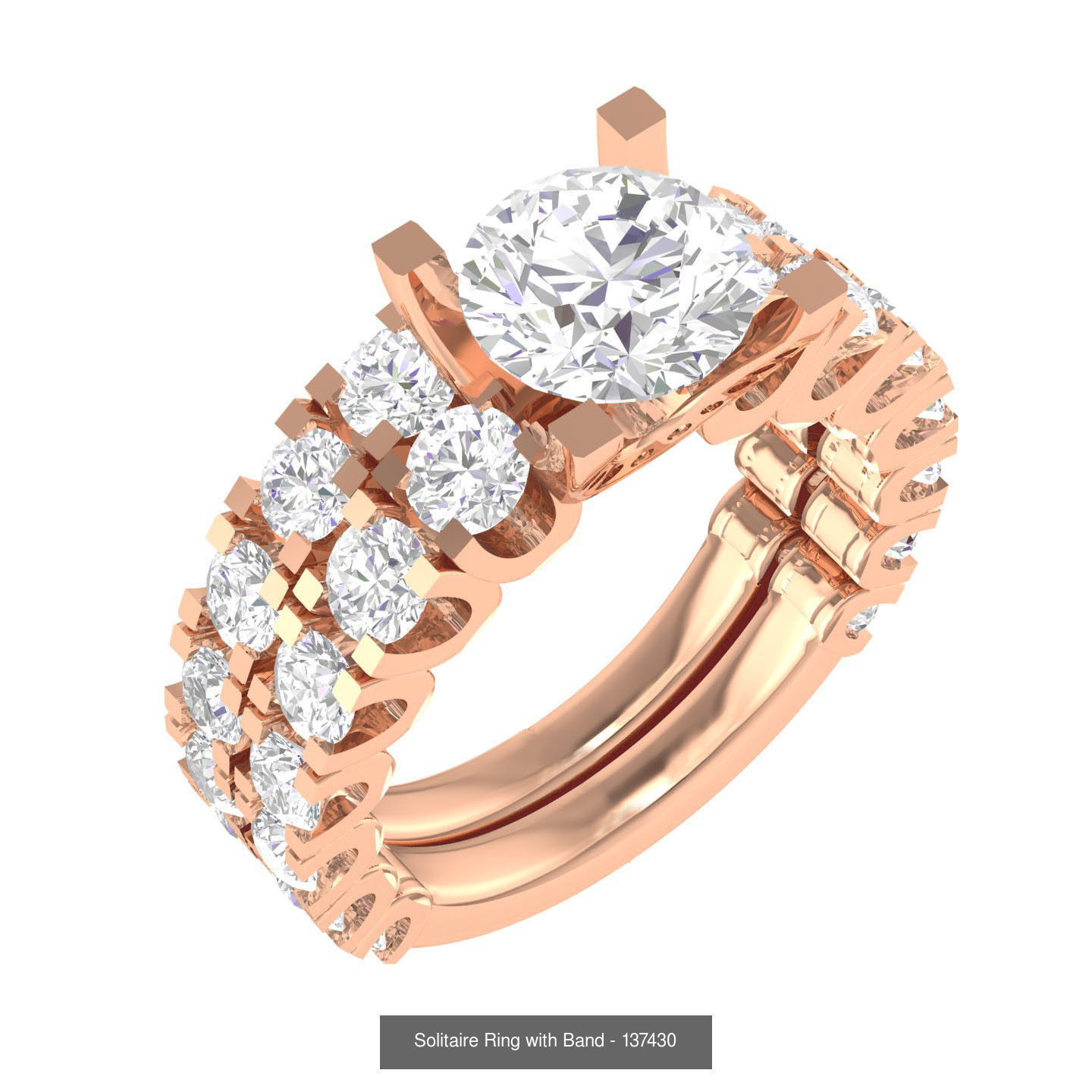 224  Solitaire Rings with bands 3dm stl renders details 3D Model Collection_233