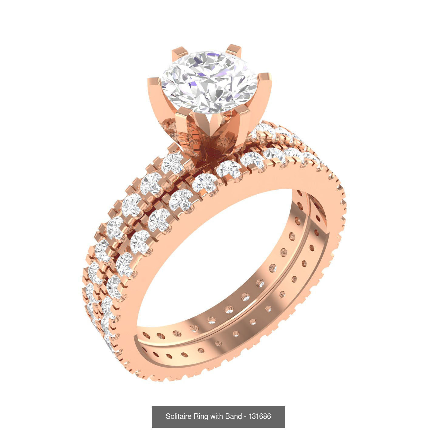 224  Solitaire Rings with bands 3dm stl renders details 3D Model Collection_305