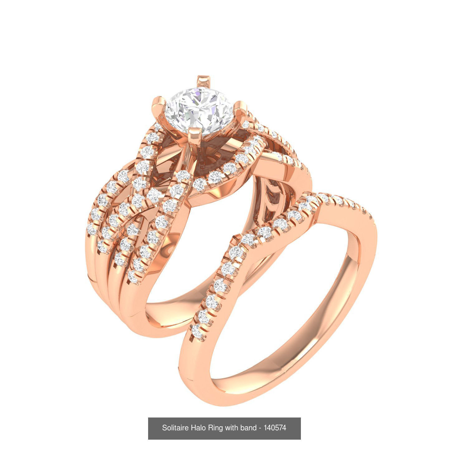 224  Solitaire Rings with bands 3dm stl renders details 3D Model Collection_27