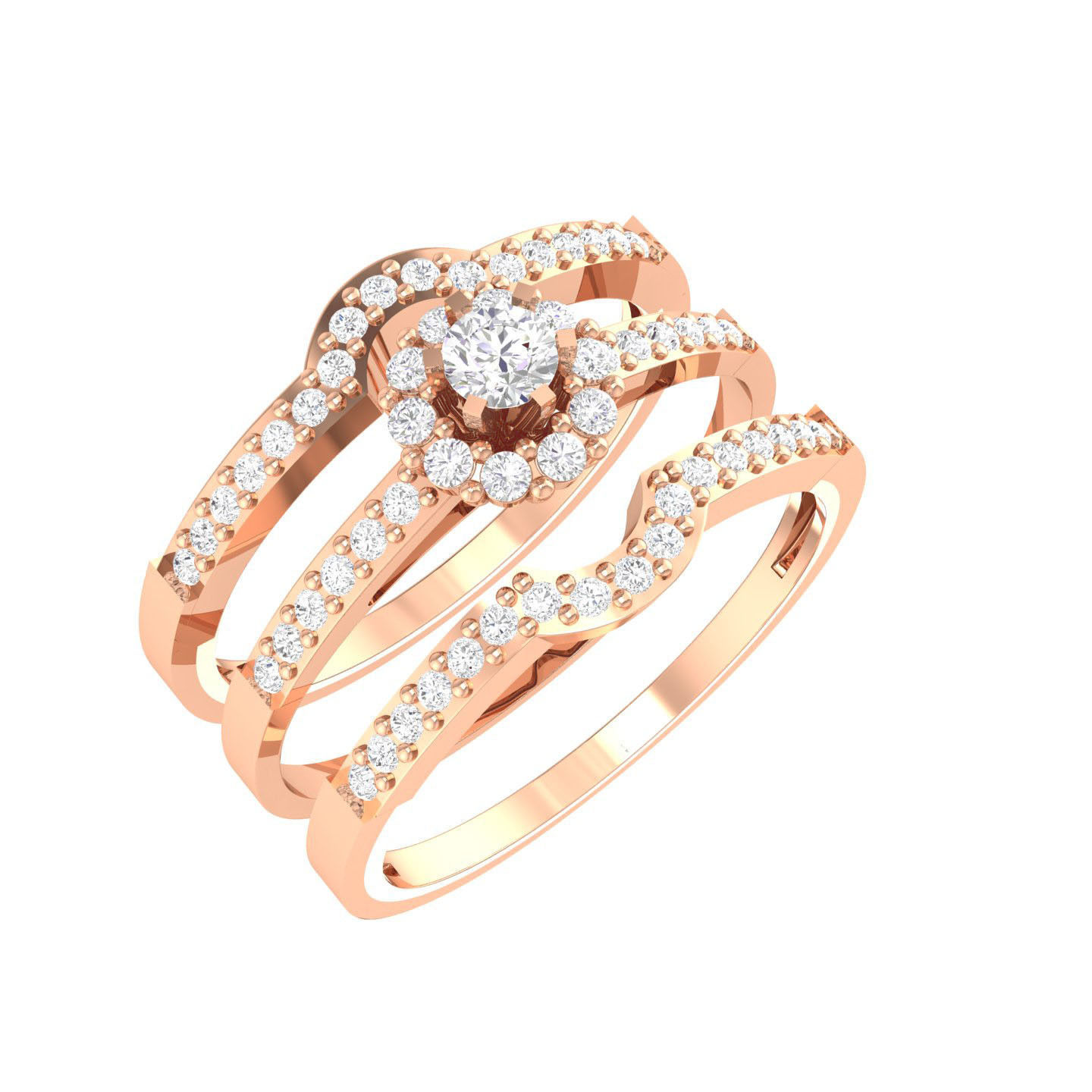 224  Solitaire Rings with bands 3dm stl renders details 3D Model Collection_66