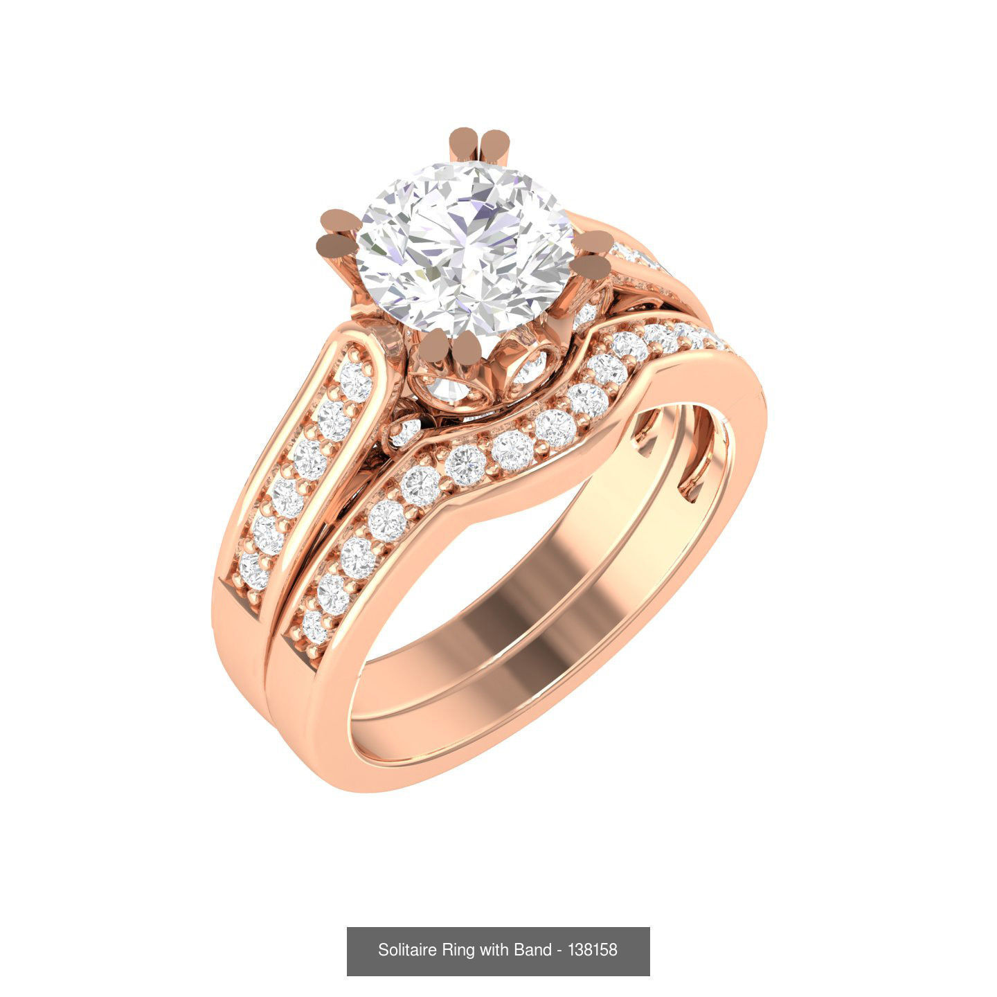 224  Solitaire Rings with bands 3dm stl renders details 3D Model Collection_87