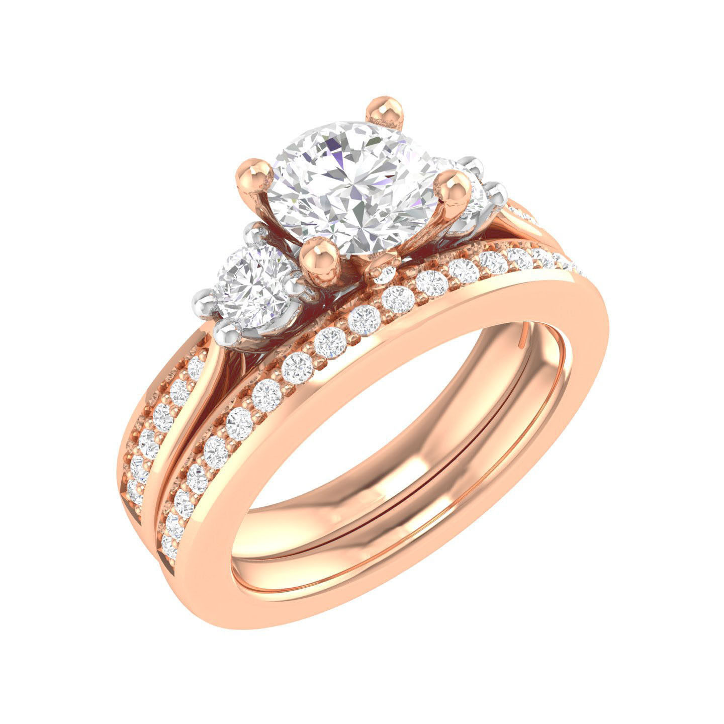 224  Solitaire Rings with bands 3dm stl renders details 3D Model Collection_132