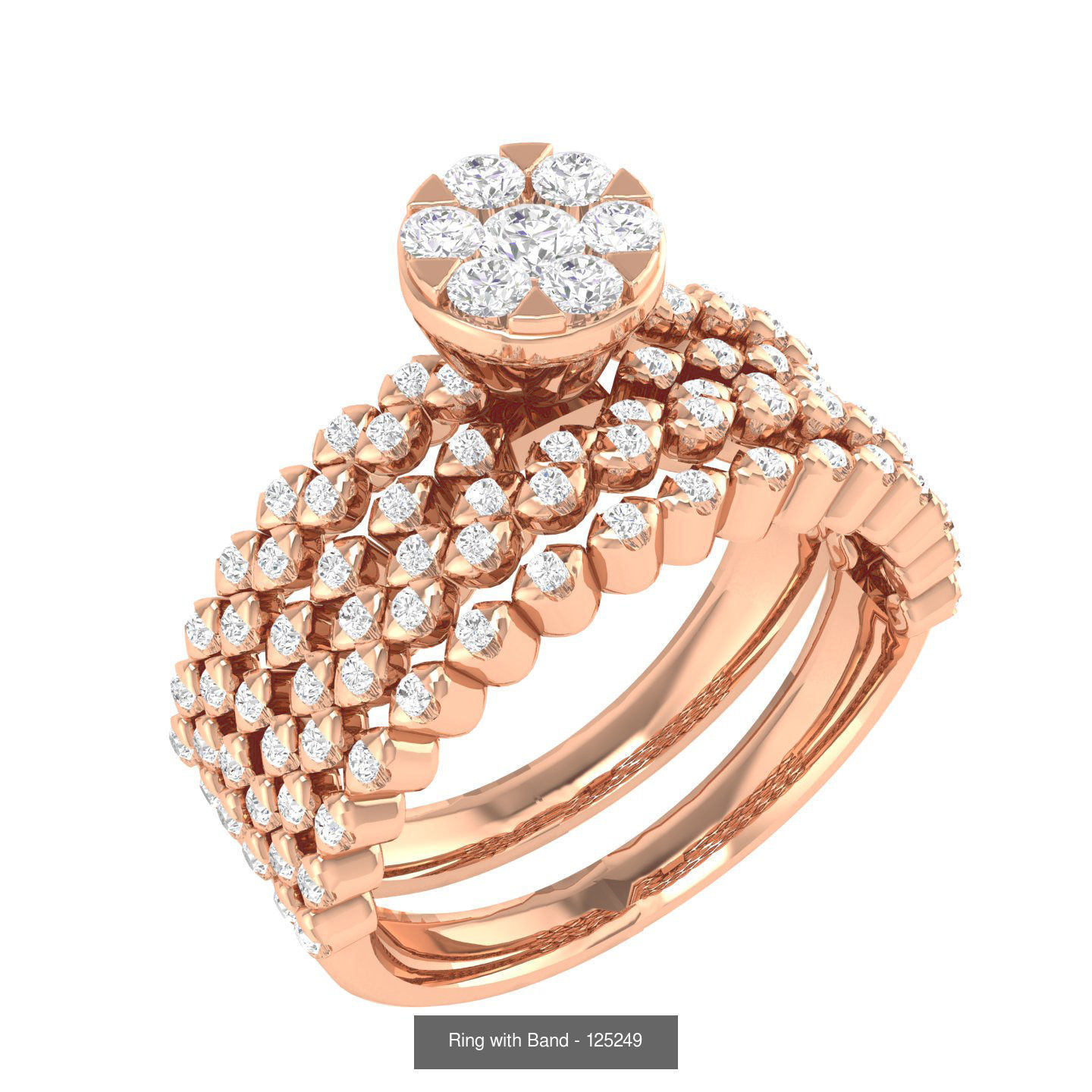 224  Solitaire Rings with bands 3dm stl renders details 3D Model Collection_336