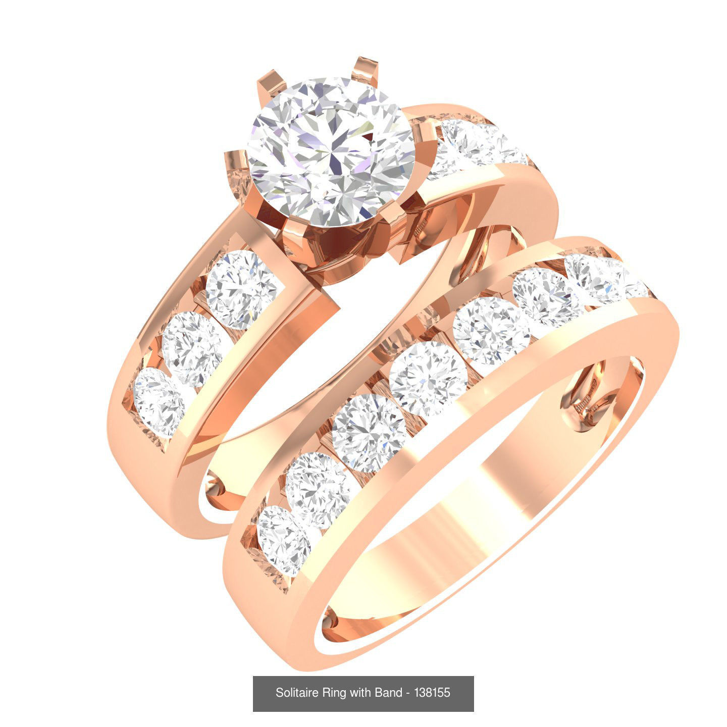 224  Solitaire Rings with bands 3dm stl renders details 3D Model Collection_89