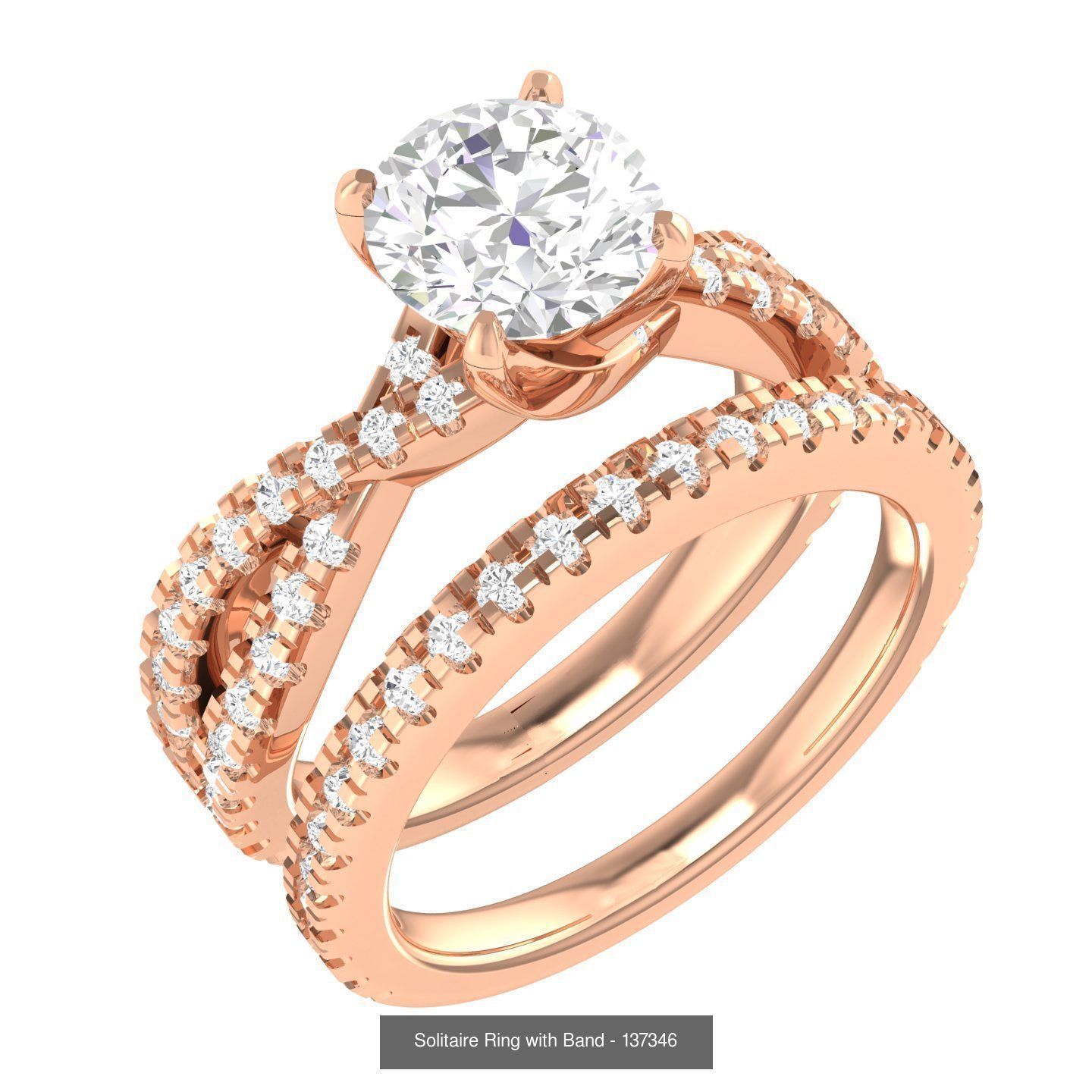 224  Solitaire Rings with bands 3dm stl renders details 3D Model Collection_273