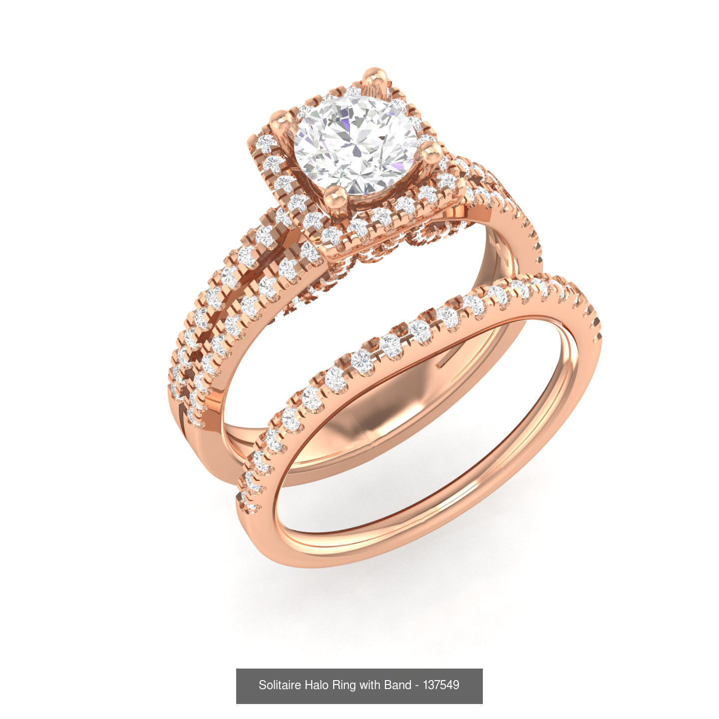 224  Solitaire Rings with bands 3dm stl renders details 3D Model Collection_173