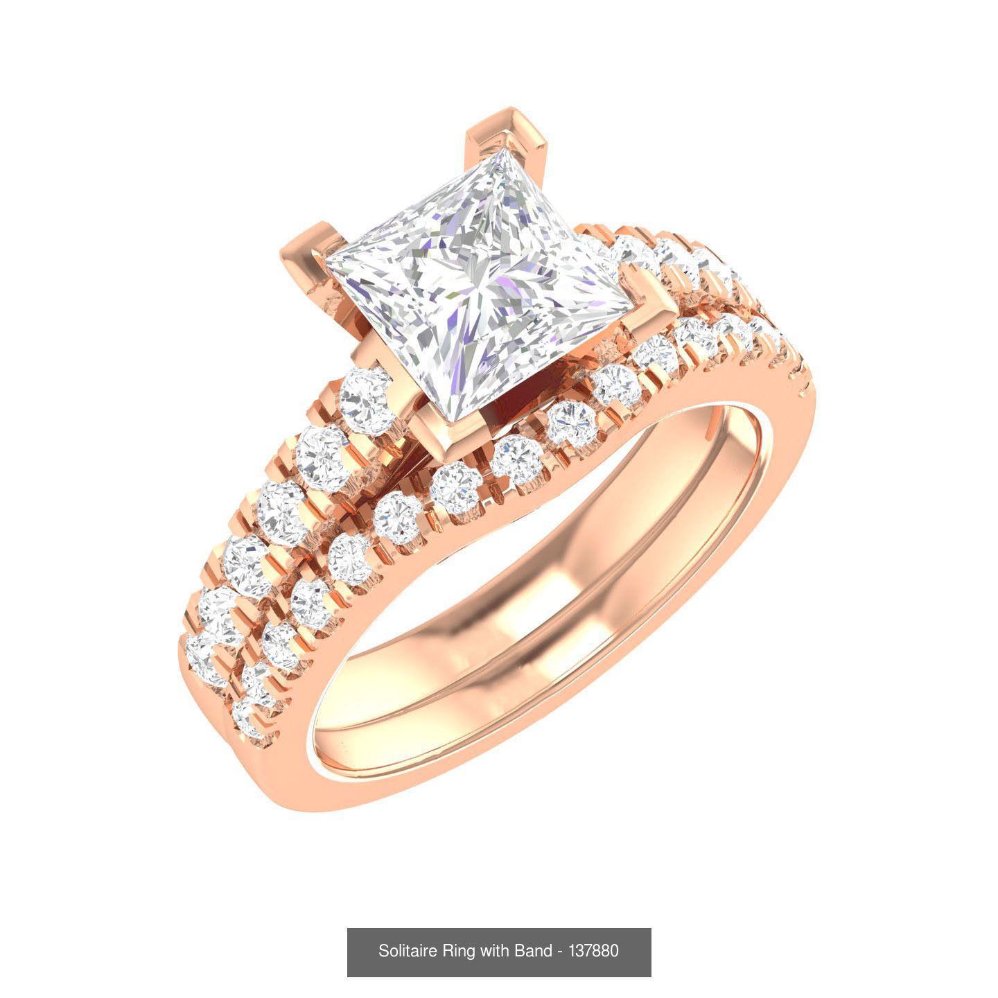 224  Solitaire Rings with bands 3dm stl renders details 3D Model Collection_109