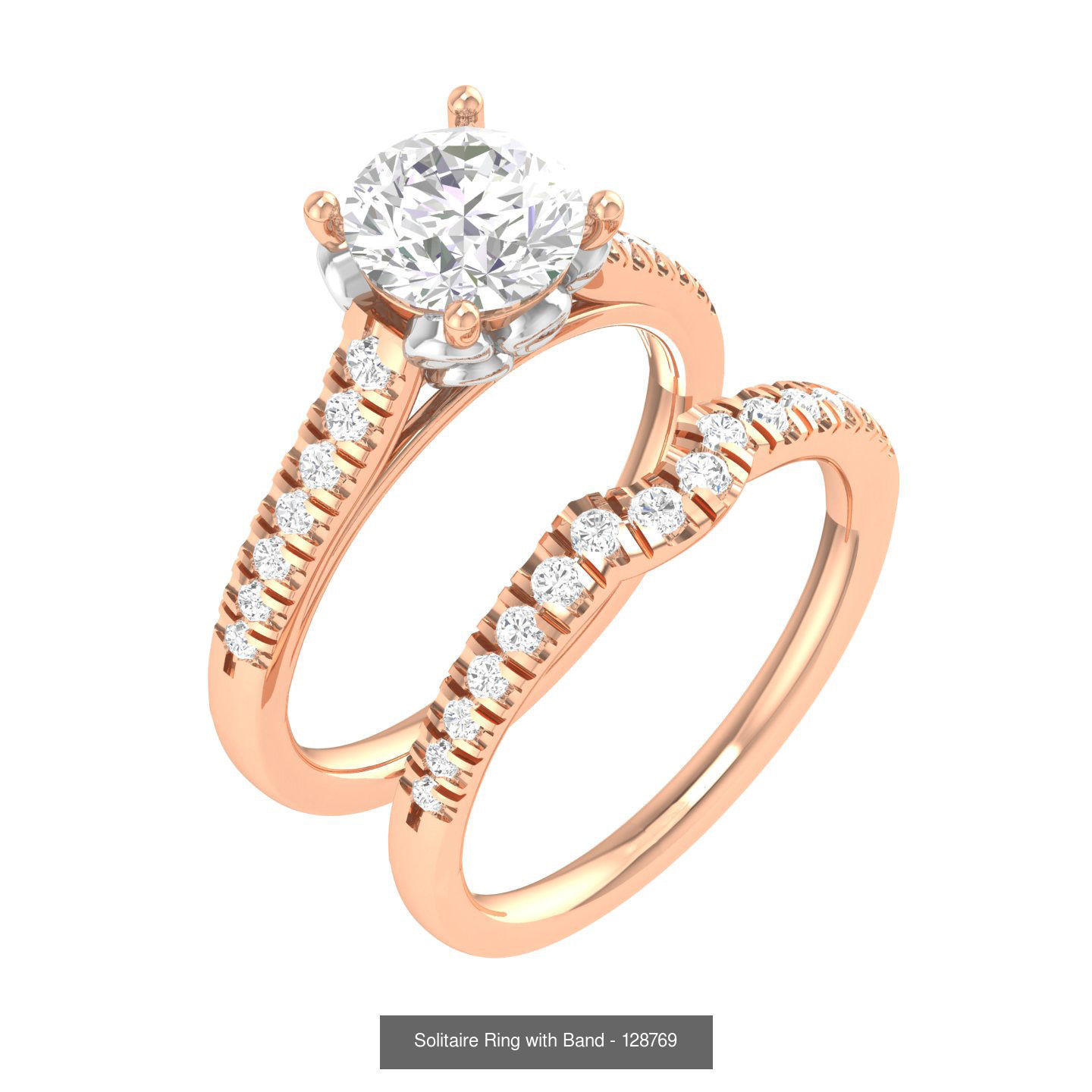 224  Solitaire Rings with bands 3dm stl renders details 3D Model Collection_316