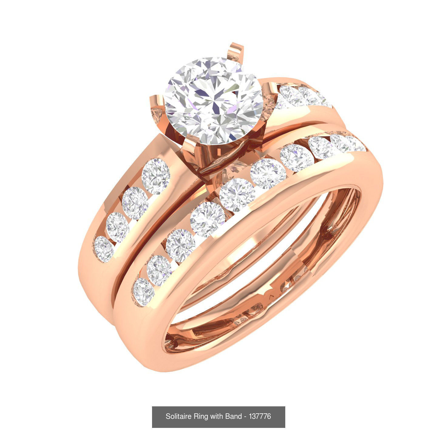 224  Solitaire Rings with bands 3dm stl renders details 3D Model Collection_117