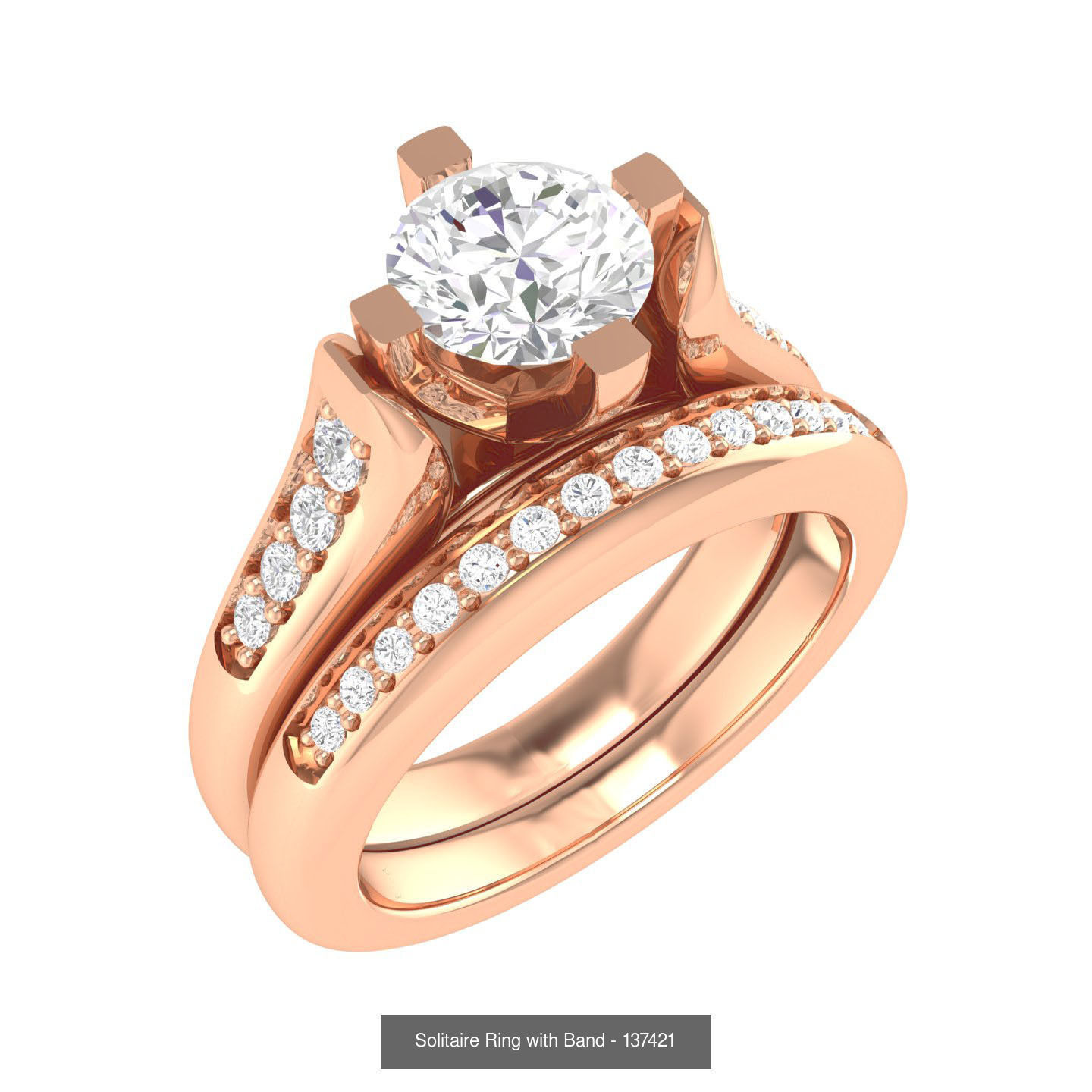 224  Solitaire Rings with bands 3dm stl renders details 3D Model Collection_239
