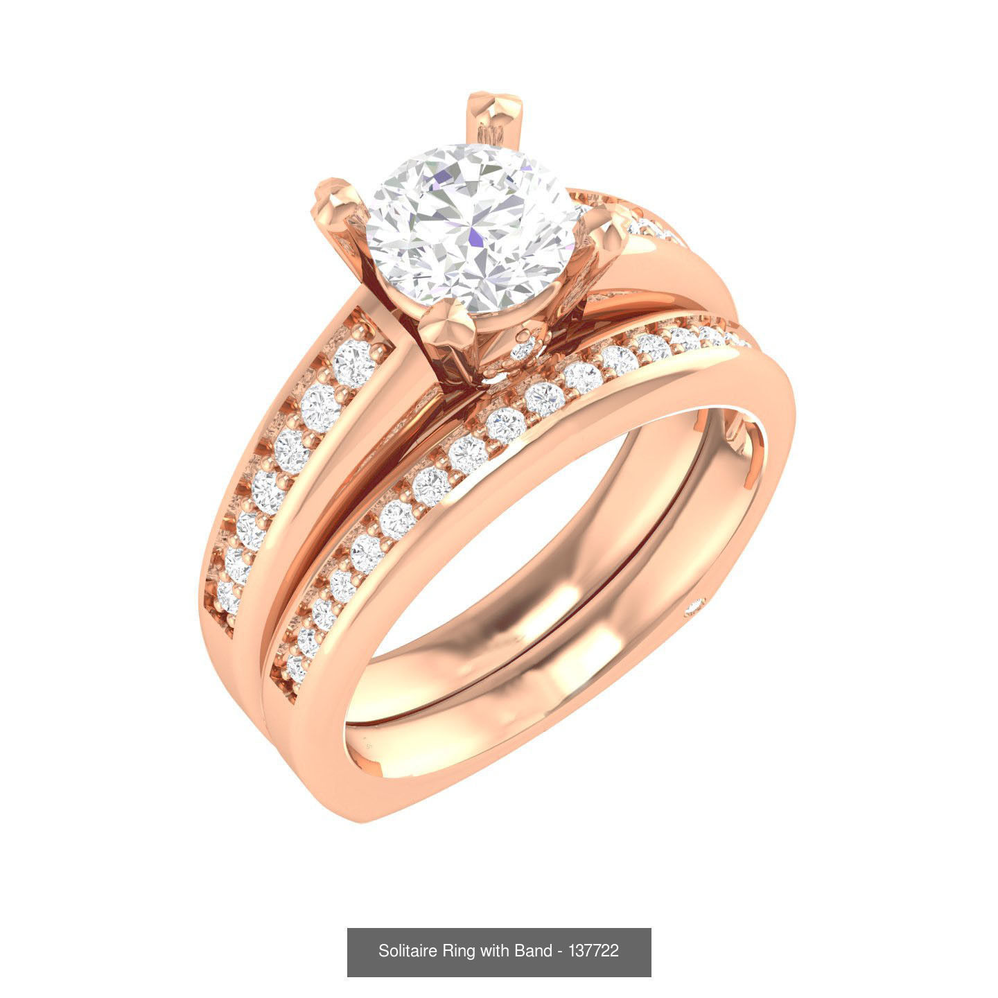 224  Solitaire Rings with bands 3dm stl renders details 3D Model Collection_119