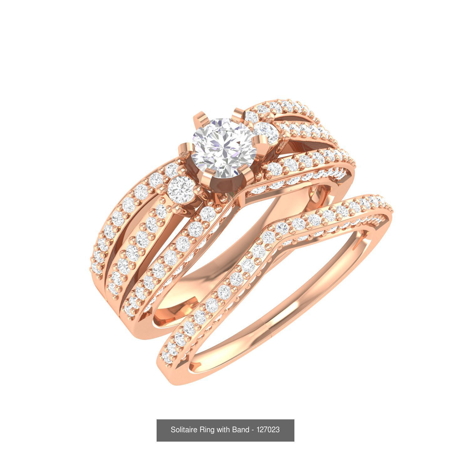 224  Solitaire Rings with bands 3dm stl renders details 3D Model Collection_334