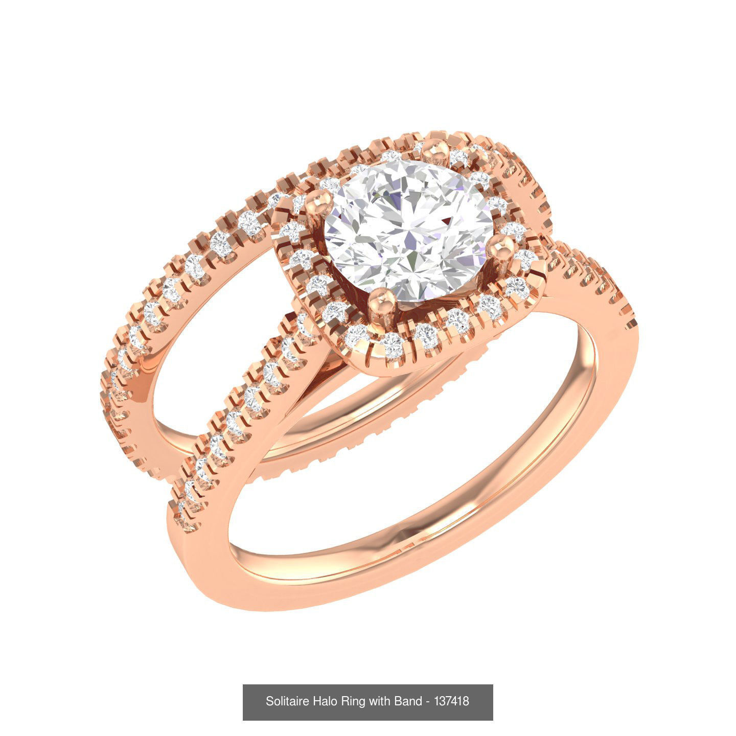 224  Solitaire Rings with bands 3dm stl renders details 3D Model Collection_245