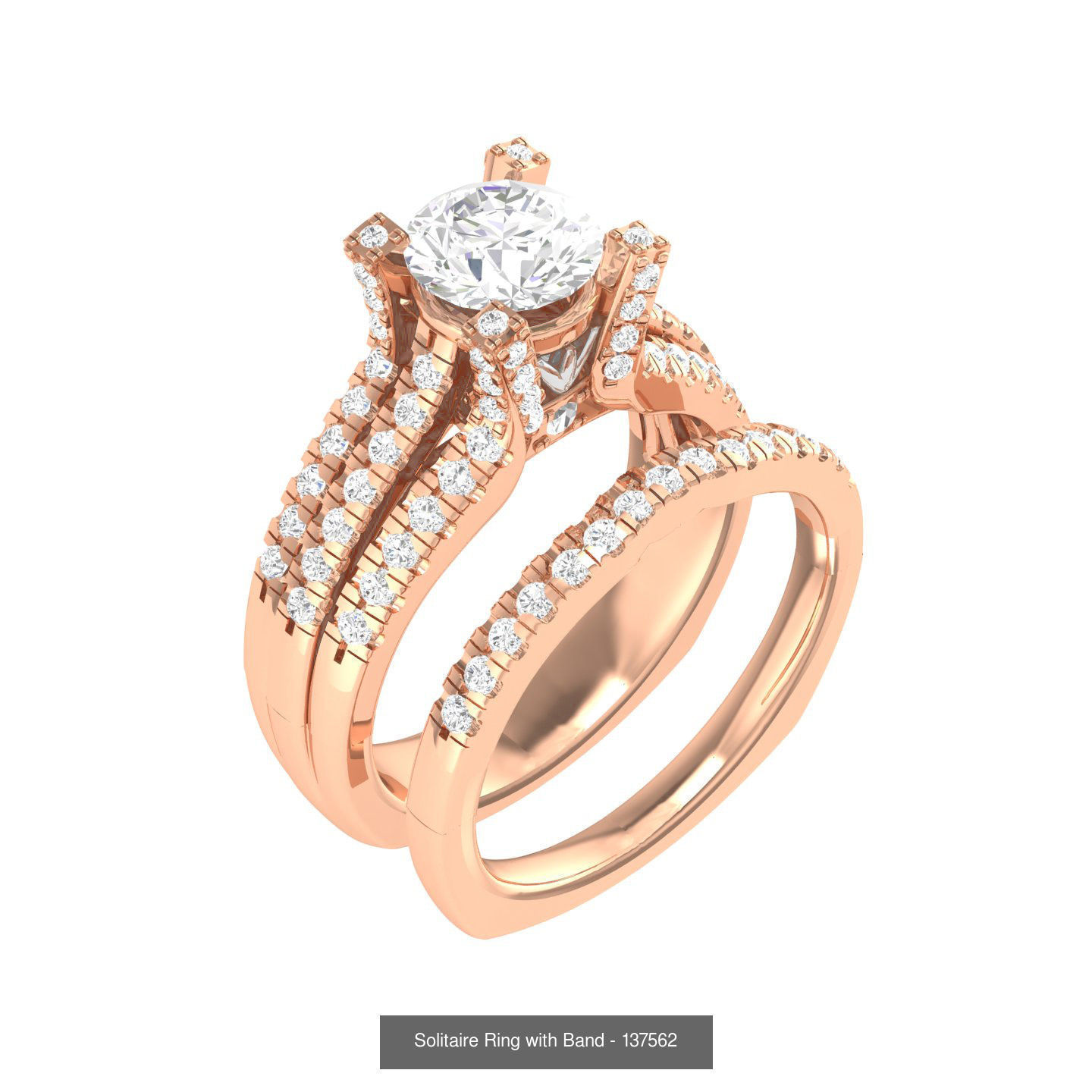 224  Solitaire Rings with bands 3dm stl renders details 3D Model Collection_167