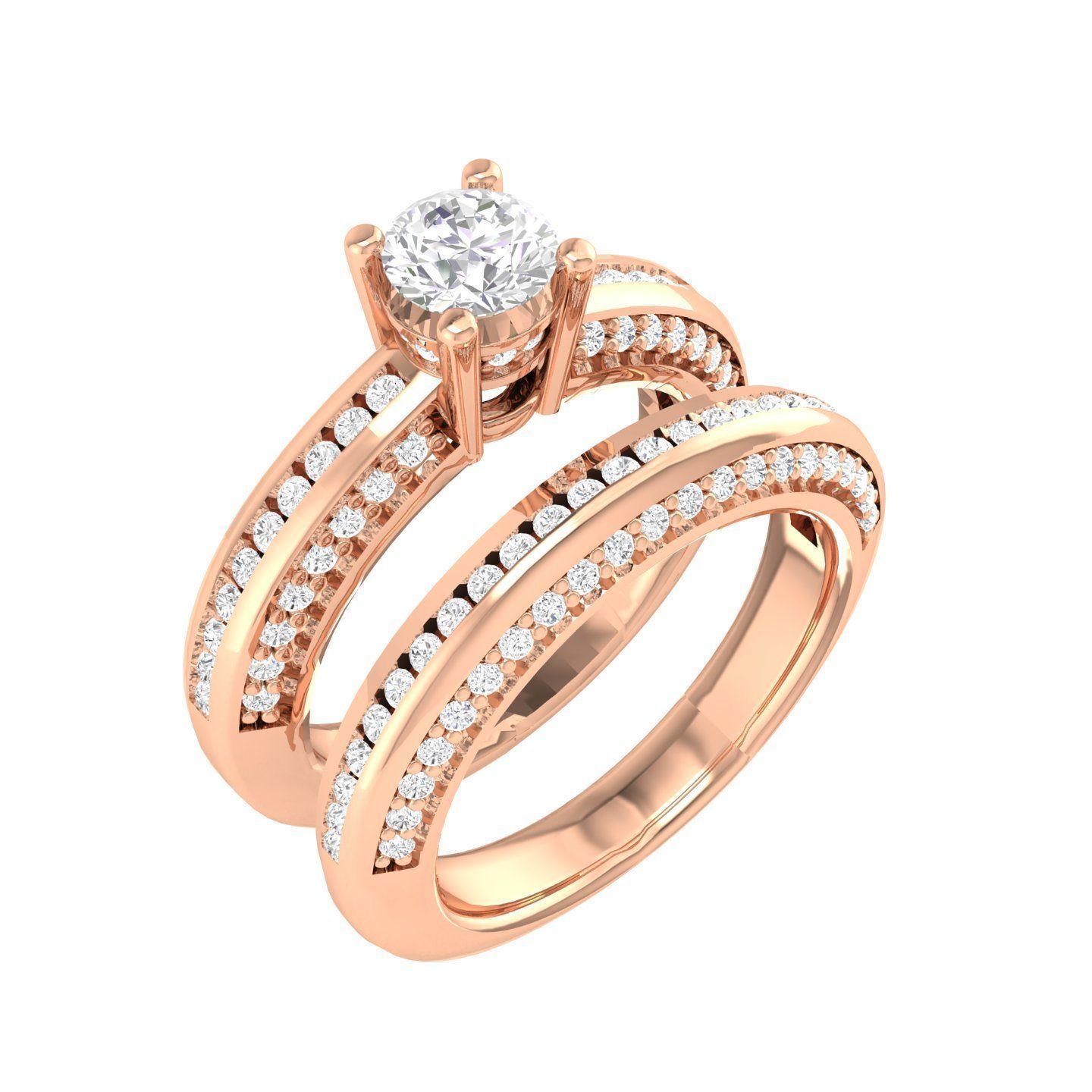 224  Solitaire Rings with bands 3dm stl renders details 3D Model Collection_9