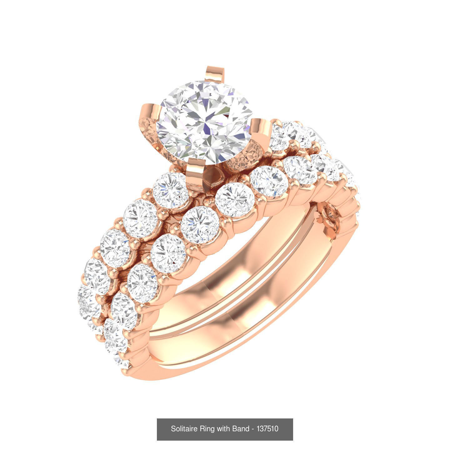 224  Solitaire Rings with bands 3dm stl renders details 3D Model Collection_197