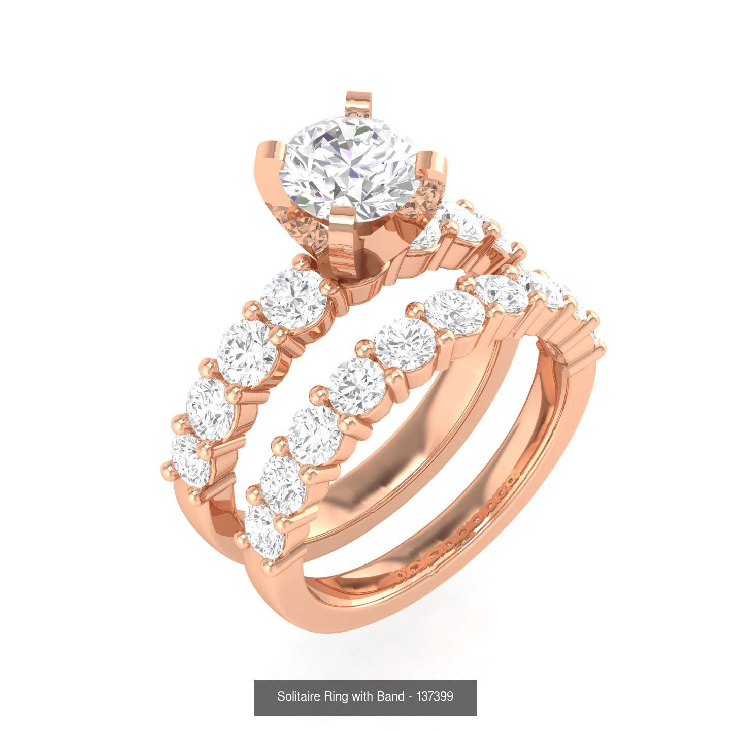224  Solitaire Rings with bands 3dm stl renders details 3D Model Collection_261