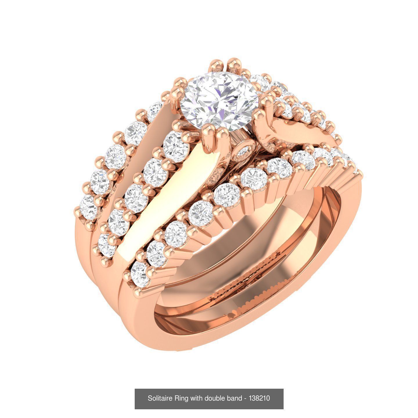 224  Solitaire Rings with bands 3dm stl renders details 3D Model Collection_83