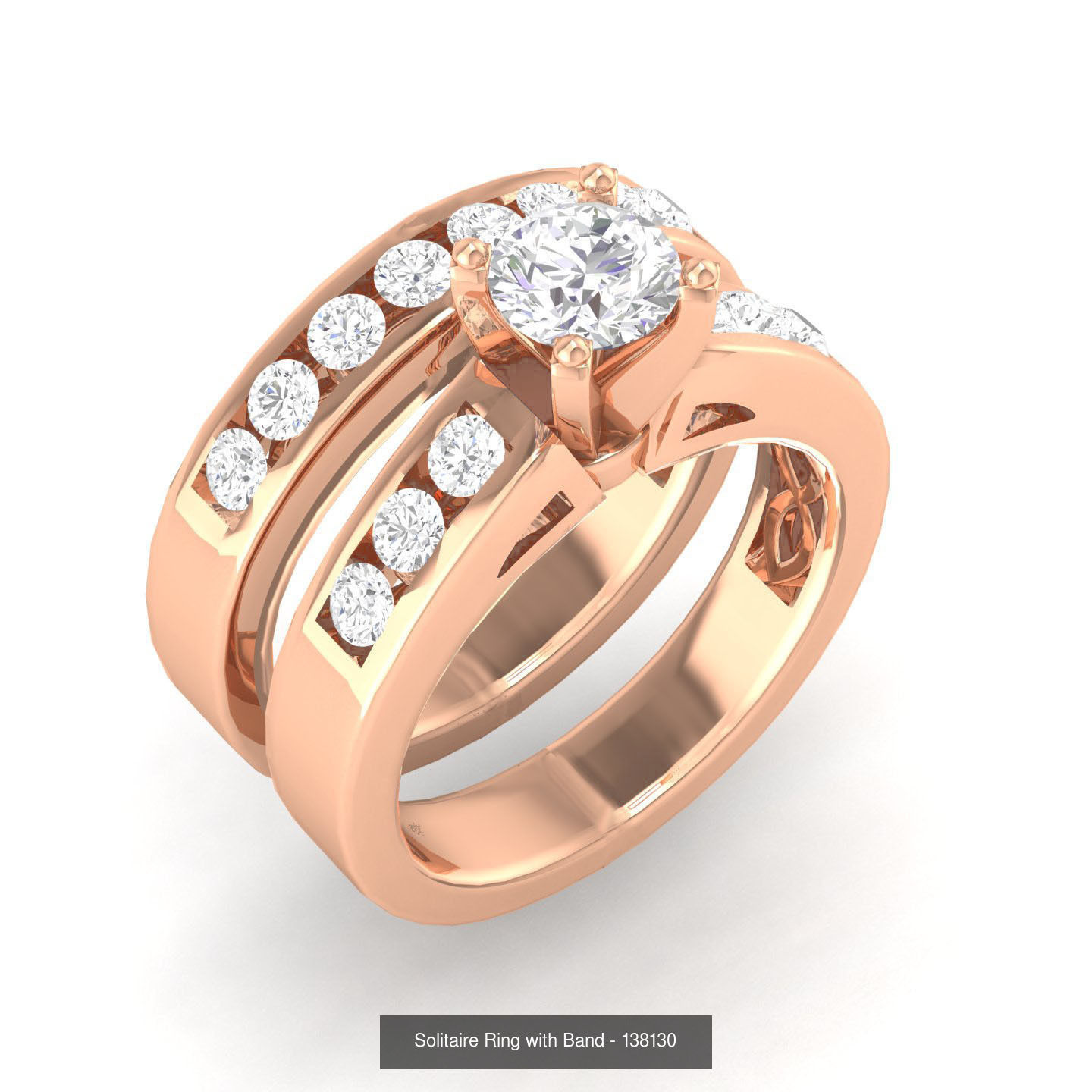 224  Solitaire Rings with bands 3dm stl renders details 3D Model Collection_97