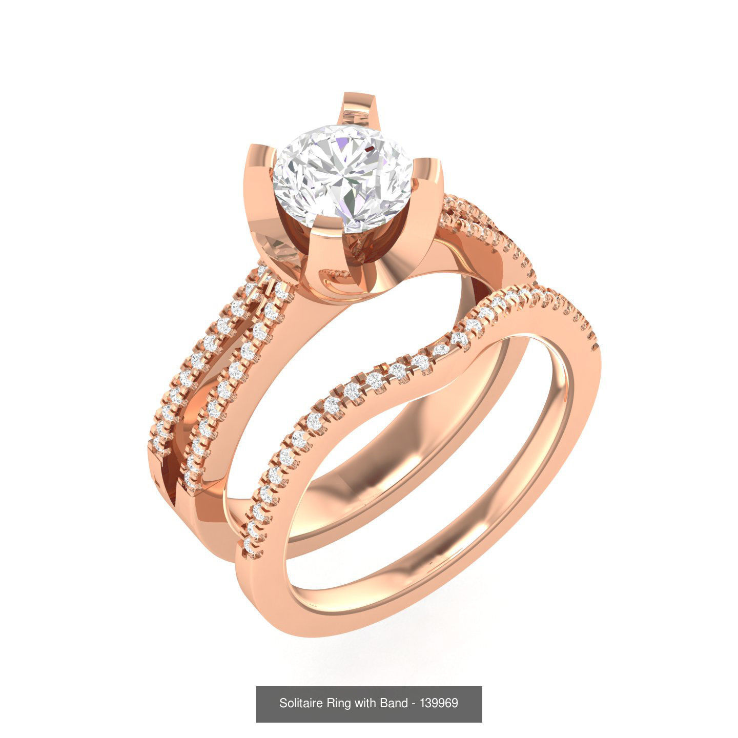 224  Solitaire Rings with bands 3dm stl renders details 3D Model Collection_65