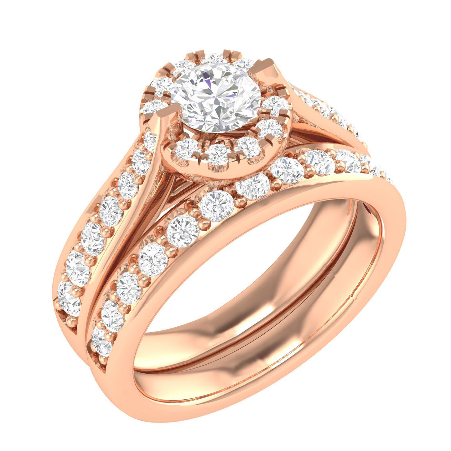 224  Solitaire Rings with bands 3dm stl renders details 3D Model Collection_280