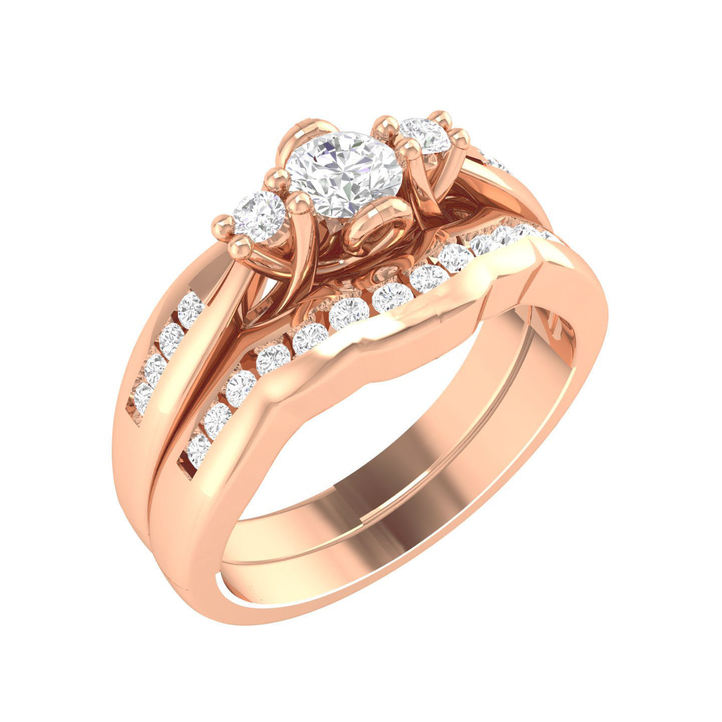 224  Solitaire Rings with bands 3dm stl renders details 3D Model Collection_28