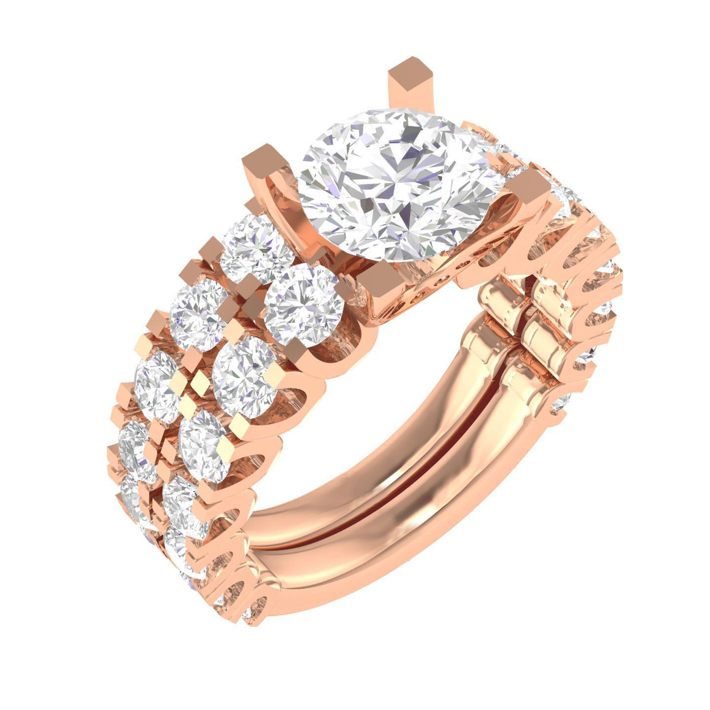 224  Solitaire Rings with bands 3dm stl renders details 3D Model Collection_118