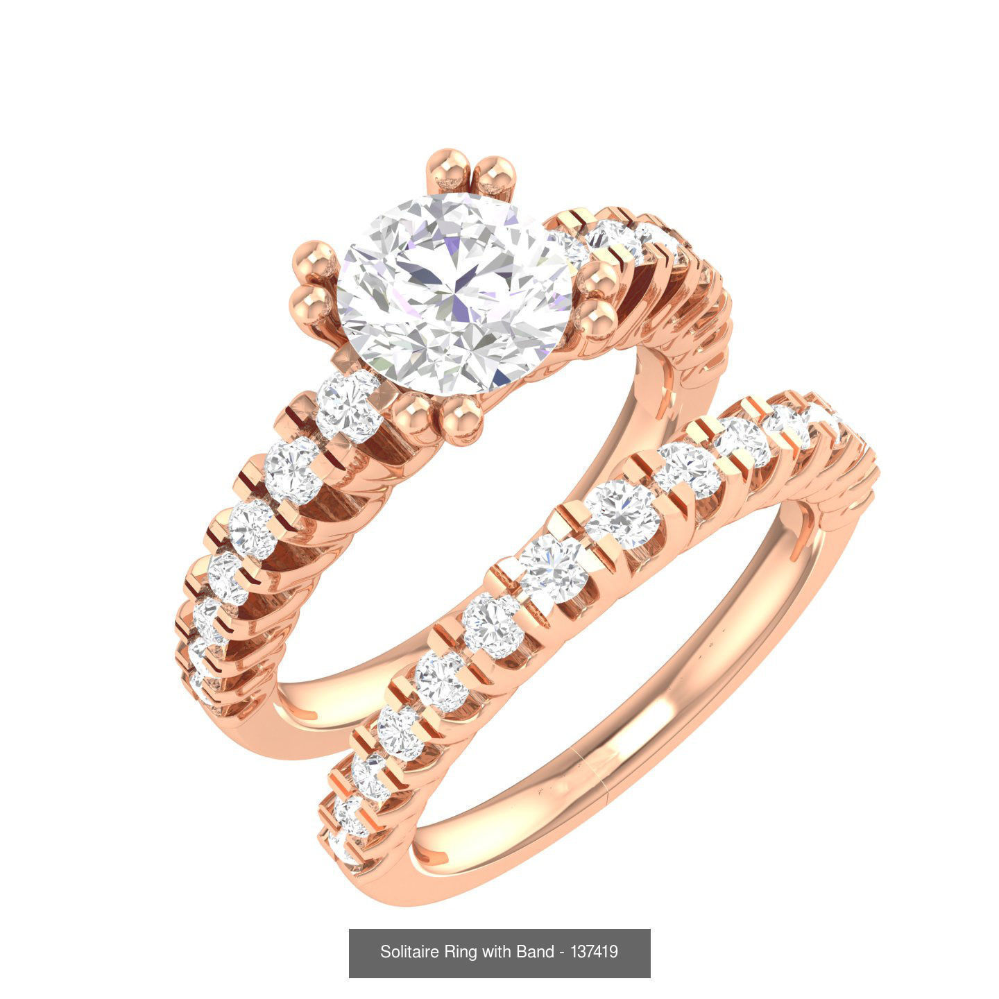 224  Solitaire Rings with bands 3dm stl renders details 3D Model Collection_243
