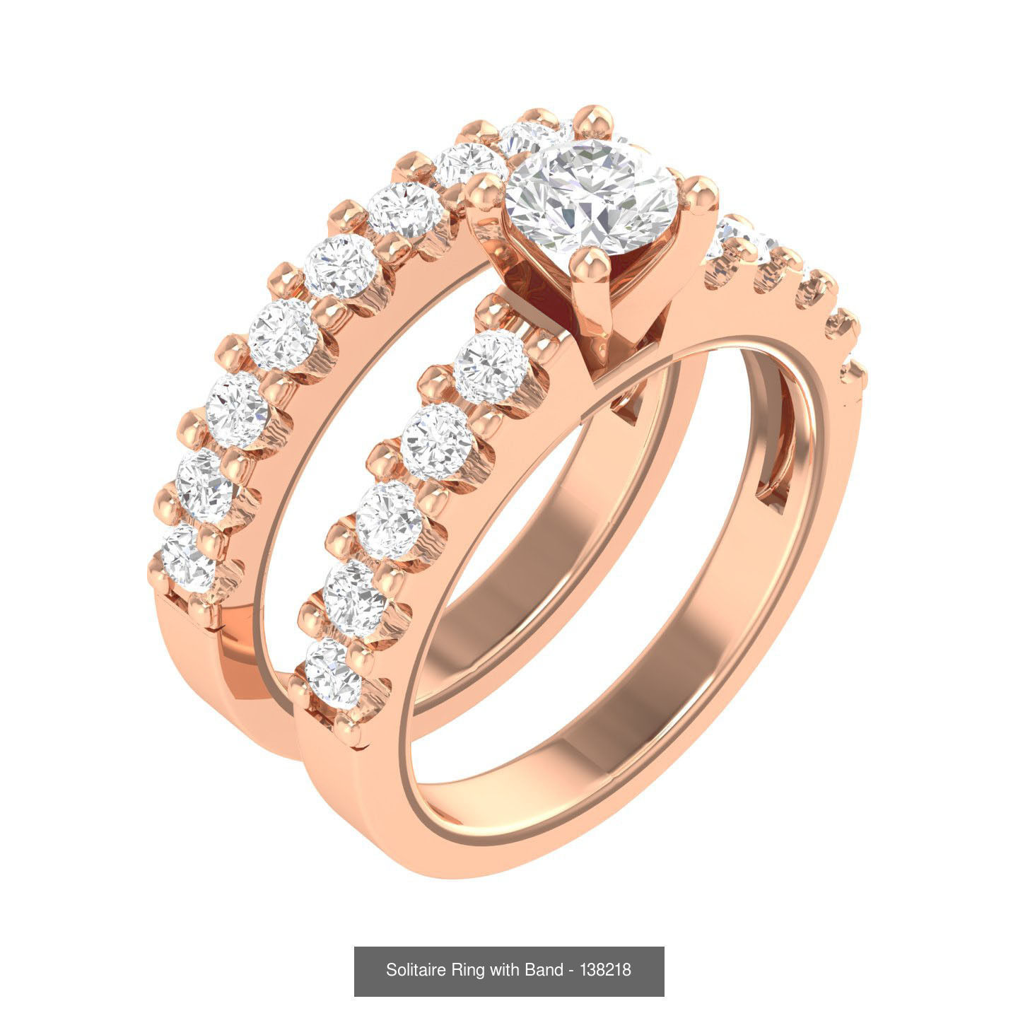 224  Solitaire Rings with bands 3dm stl renders details 3D Model Collection_81