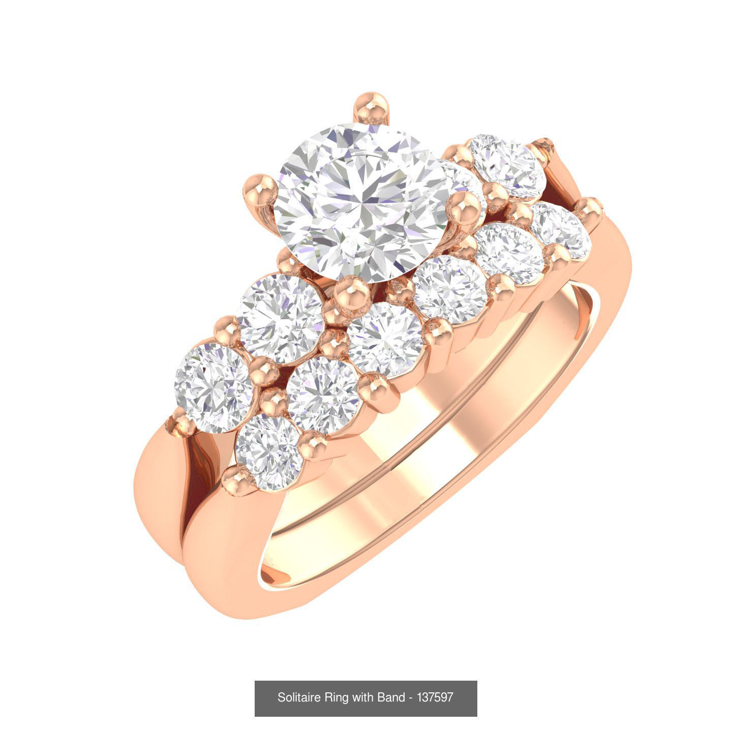 224  Solitaire Rings with bands 3dm stl renders details 3D Model Collection_151