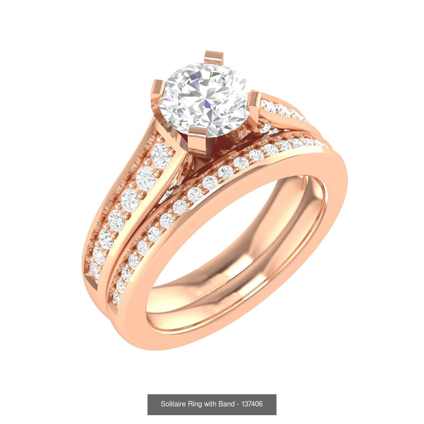 224  Solitaire Rings with bands 3dm stl renders details 3D Model Collection_253