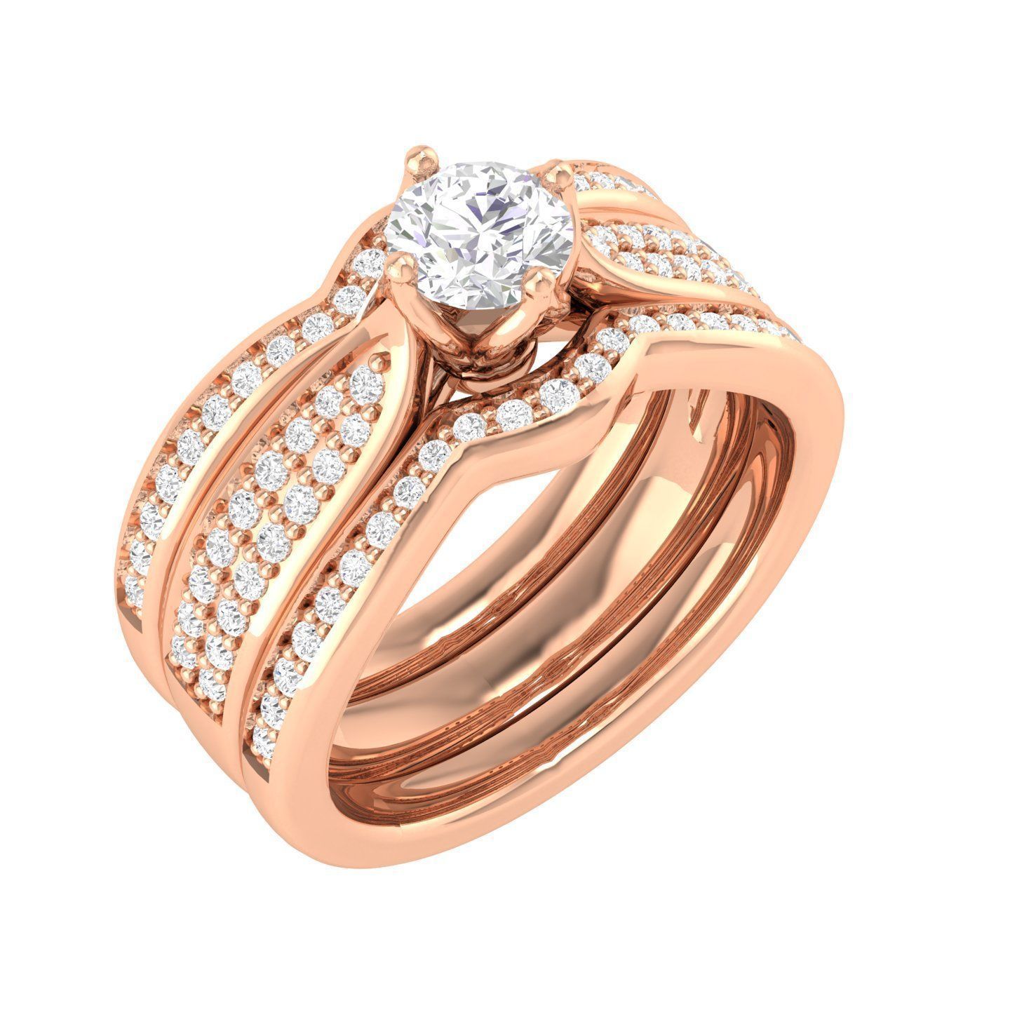 224  Solitaire Rings with bands 3dm stl renders details 3D Model Collection_276