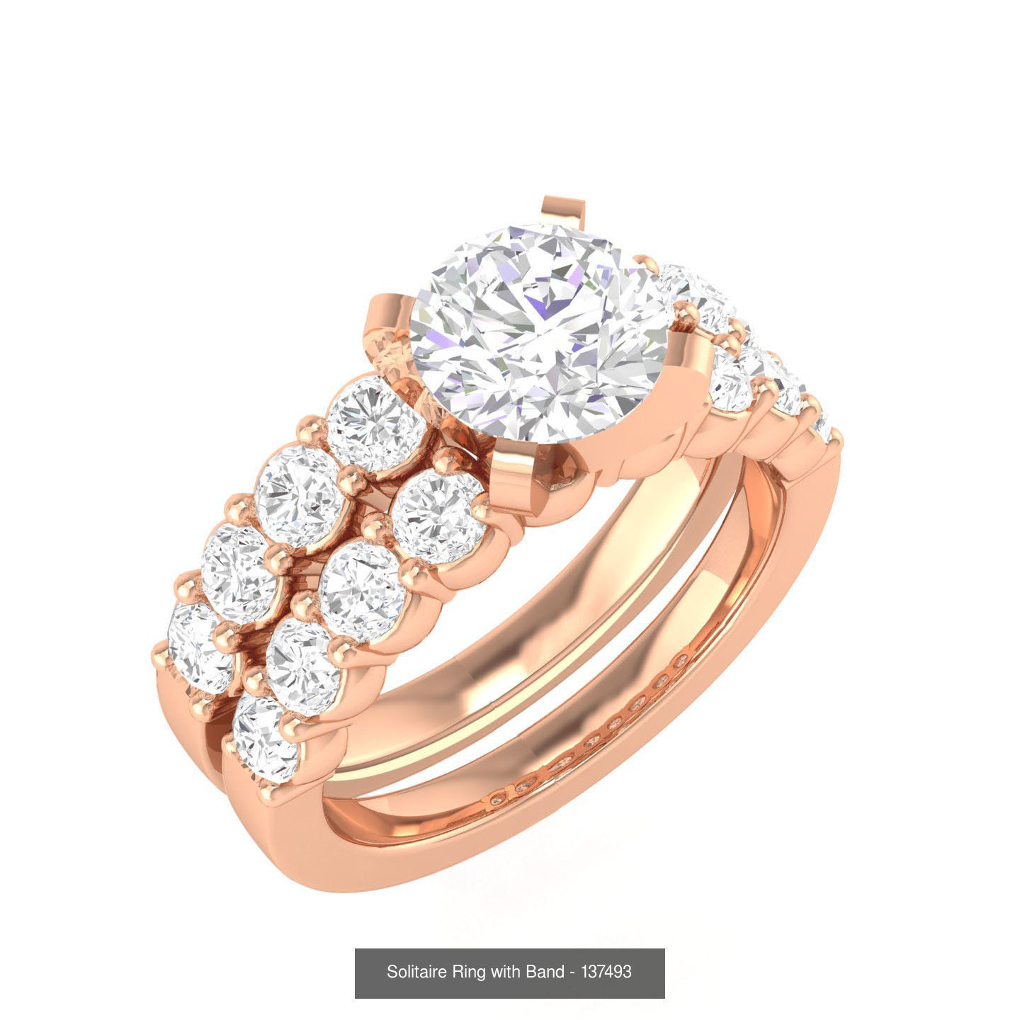 224  Solitaire Rings with bands 3dm stl renders details 3D Model Collection_207
