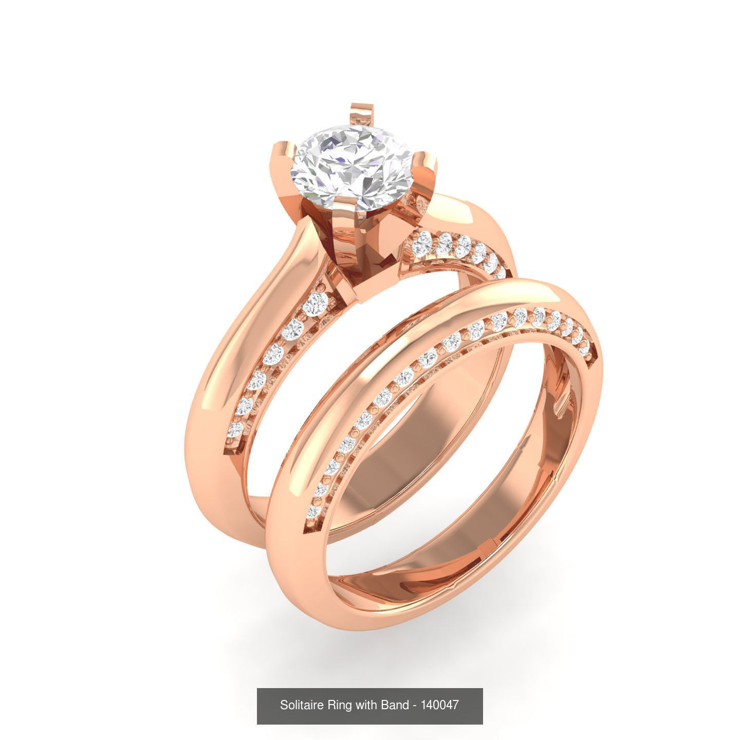 224  Solitaire Rings with bands 3dm stl renders details 3D Model Collection_47