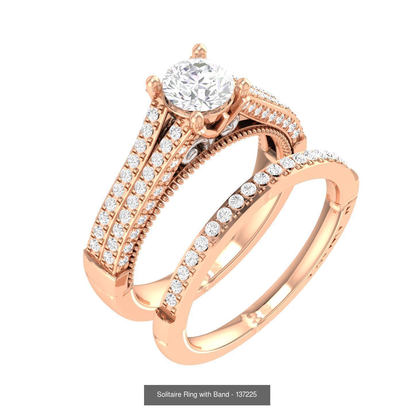 224  Solitaire Rings with bands 3dm stl renders details 3D Model Collection_287
