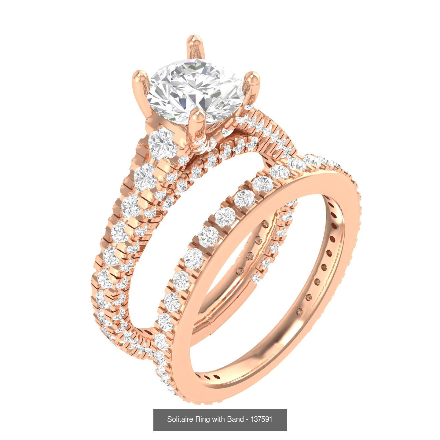 224  Solitaire Rings with bands 3dm stl renders details 3D Model Collection_153